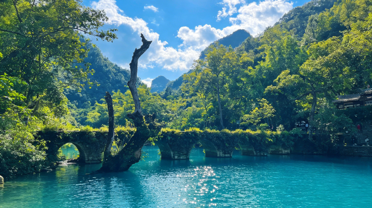 • China + Guizhou + Huangguoshu Waterfall + Libo Xiaoqikong Scenic Area + Xijiang Qianhu Miao Village + Qingyan Ancient Town